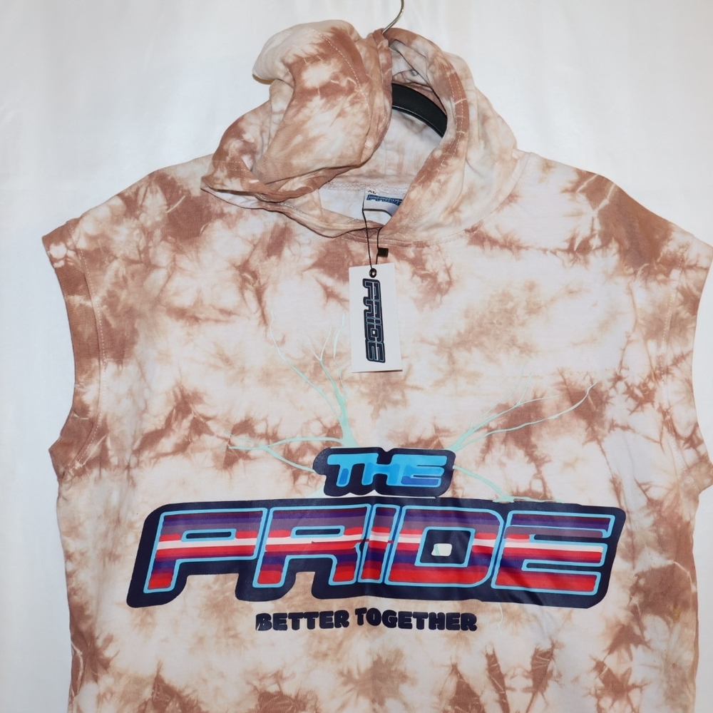 Sleeveless Tie-dye "THE PRIDE BETTER TOGETHER" Graphic Hoodie - Picture 2 of 5